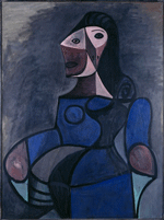 Picasso: femme en bleu 1944 Picasso: femme en bleu 1944